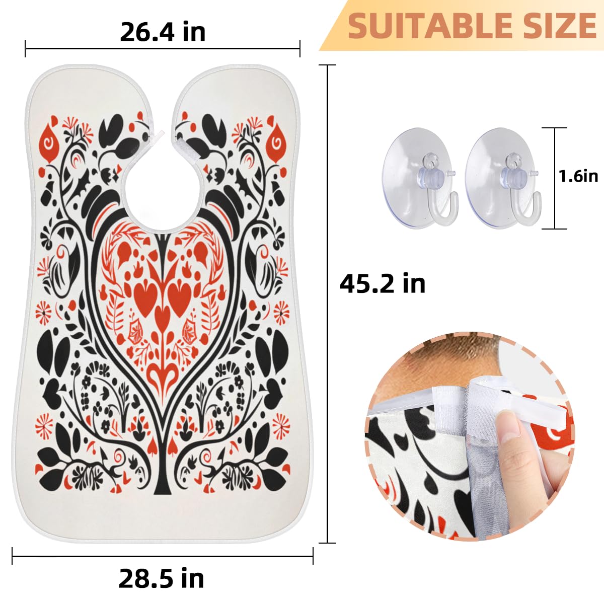 Valentine's Day Heart Pattern Beard Shaving Bib for Men - Waterproof Makeup & Hair Dye Apron, Barber Cape for Haircut - Sink Hair Catcher & Beard Trimming Tool - Perfect Gift for Barbers & DIY Hair Styling at Home