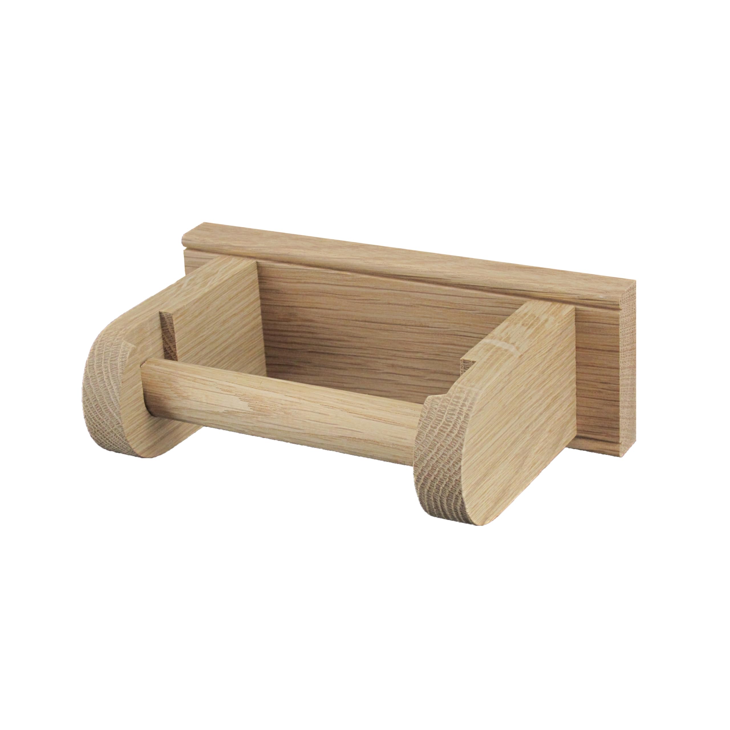 Premium Oak Wooden Toilet Paper Holder - Rustic Bathroom Organizer by Creamore Mill - Perfect for Farmhouse, Vintage & Modern Bathroom Decor