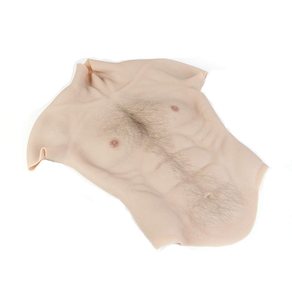 Jeelee Realistic Fake Muscle Chest - Silicone Male Hairy Torso for Cosplay, Halloween Costume & Bodybuilding Photography