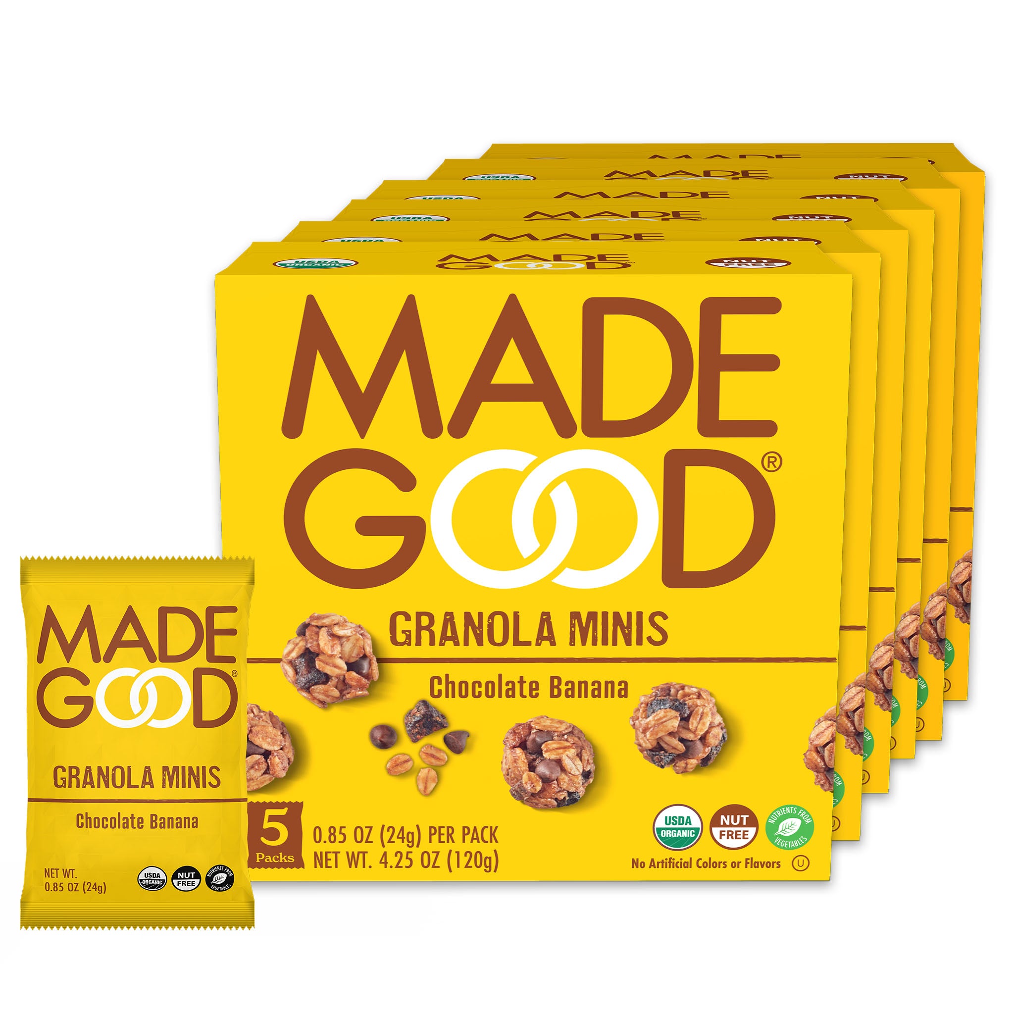 Made Good Chocolate Banana Granola Minis - Healthy Organic Snack for Kids & Adults - Perfect for Lunchboxes, Hiking & On-the-Go Breakfast