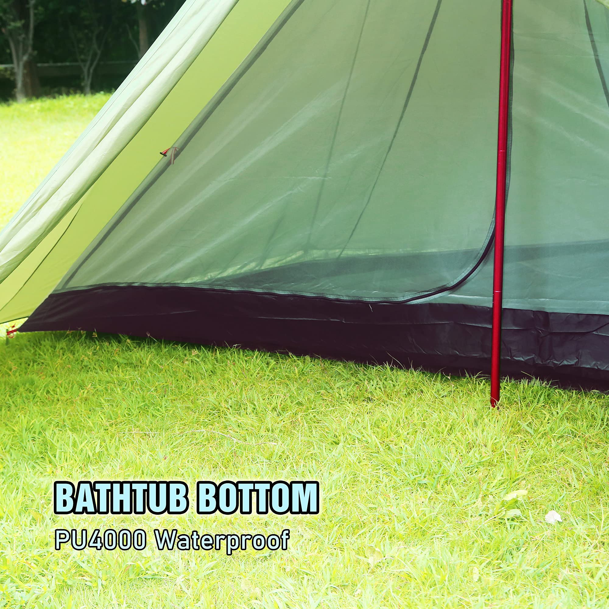 4 Person 5lb Lightweight Tipi Hot Tent with Stove Jack - 7'3