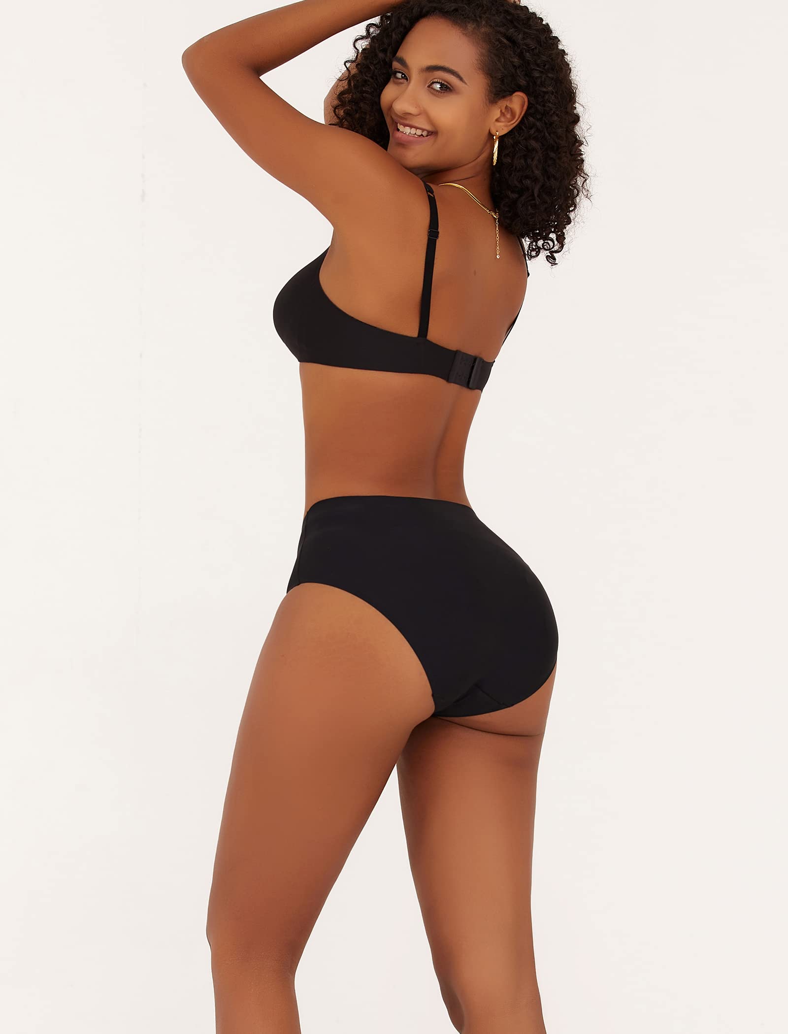 FINETOO Women's High Waisted Seamless Underwear - Full Coverage No Show Panties for Ladies, Regular & Plus Size (S-XXL) - Comfortable Everyday Wear for Work, Yoga & Travel