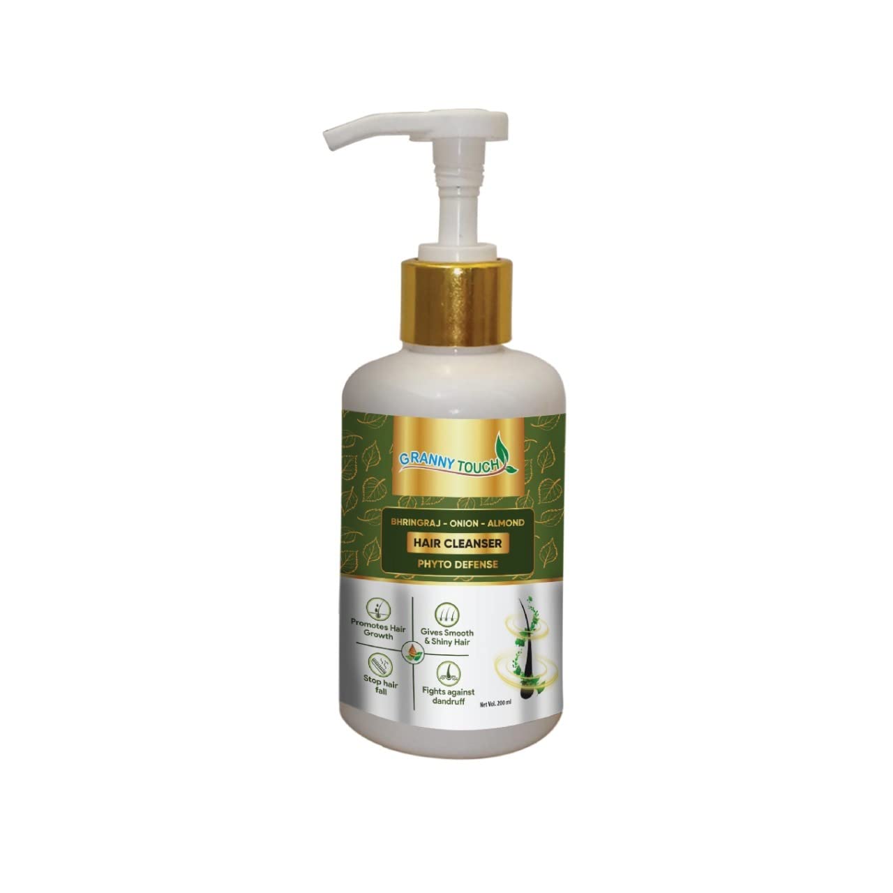 GRANNY TOUCH Onion Shampoo for Hair Growth & Hair Loss Prevention - Red Onion Seed Oil, Amla & Bhringraj Extract (200ml) | Strengthens Hair, Reduces Breakage | Perfect for Daily Use & Damaged Hair Care