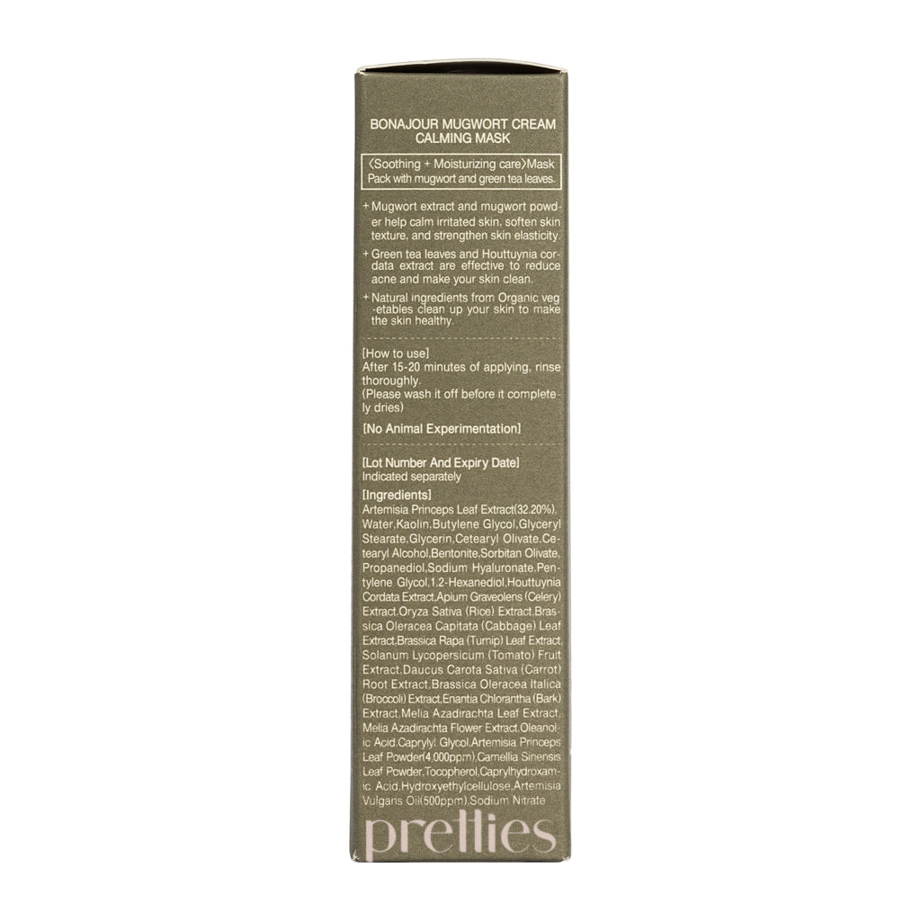 Bonajour Mugwort Cream Calming Mask 50ml - Soothing Facial Treatment for Sensitive Skin | Perfect for Nighttime Skincare Routine & Post-Sun Care