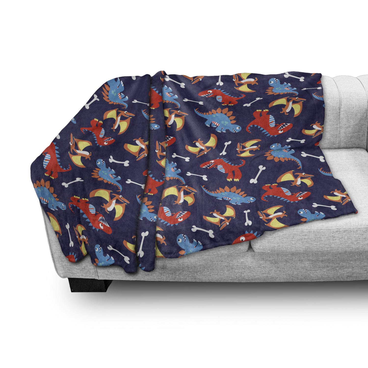 Ambesonne Dinosaur Fleece Throw Blanket 60