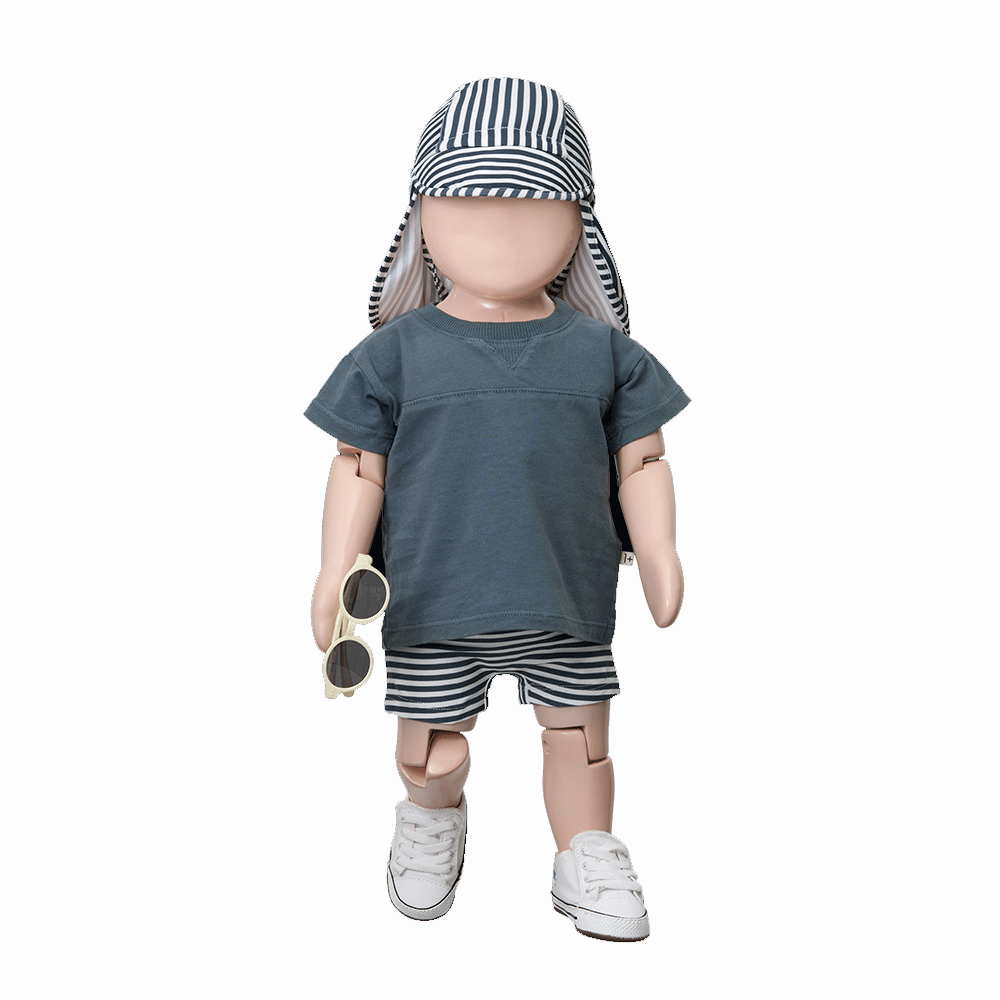 Bruno Striped Swim Hat with Neck Cover for Kids & Adults - UPF 50+ Sun Protection for Swimming, Beach & Outdoor Activities
