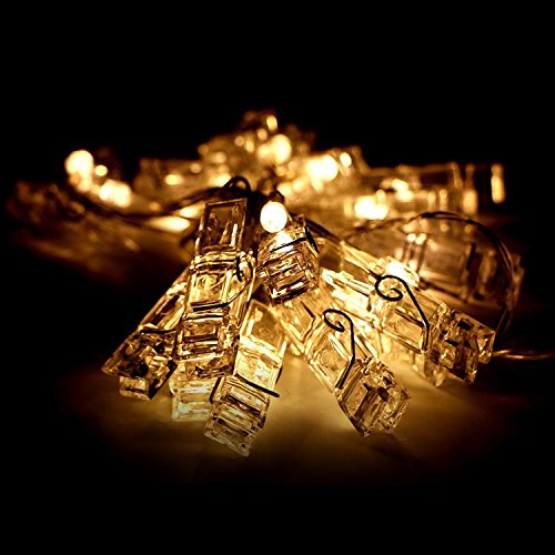20 LED Photo Clip String Lights with 3M USB Power - Decorate Walls, Bedrooms, Parties & Hang Photos, Notes, Artwork - Perfect for Home, Dorm, Wedding & Event Decor