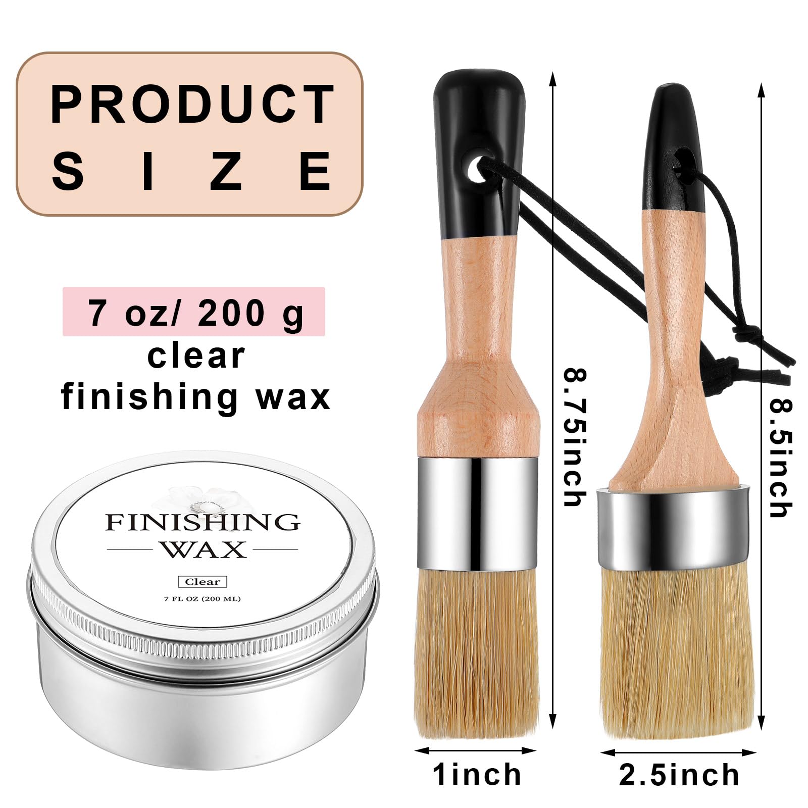 Premium Clear Finishing Wax for Chalk Paint - 7 oz Wood Sealer & Polish with 2 Brushes | Protects & Enhances Furniture, Cabinets & Home Decor | Ideal for DIY Projects, Antique Restoration & Interior Design
