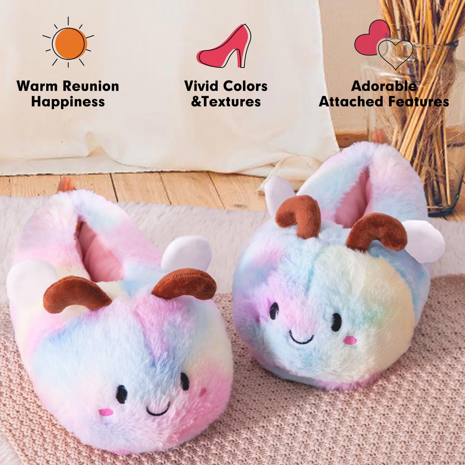 Women's Cute Bee Animal Slippers - Funny Bumblebee Fuzzy House Shoes for Winter, Soft & Cozy Indoor Slippers - Perfect for Lounging at Home, Gift for Her, and Relaxing Evenings