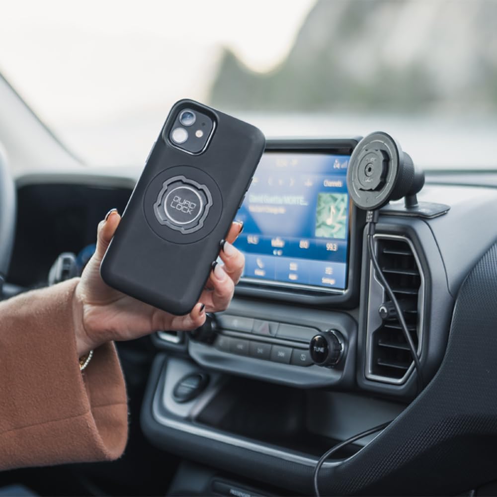 Quad Lock Adhesive Dashboard Car Phone Mount with MAG Wireless Charger V2 - Compatible with iPhone 16 Pro | Secure Hands-Free Driving | Perfect for Commuting, Rideshare & Road Trips