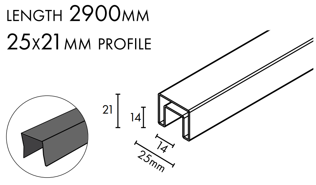 Premium Stainless Steel Nanorail Handrail - 25 x 21mm Modern Stair Capping Rail for Home, Office & Commercial Spaces - Durable & Stylish Safety Solution