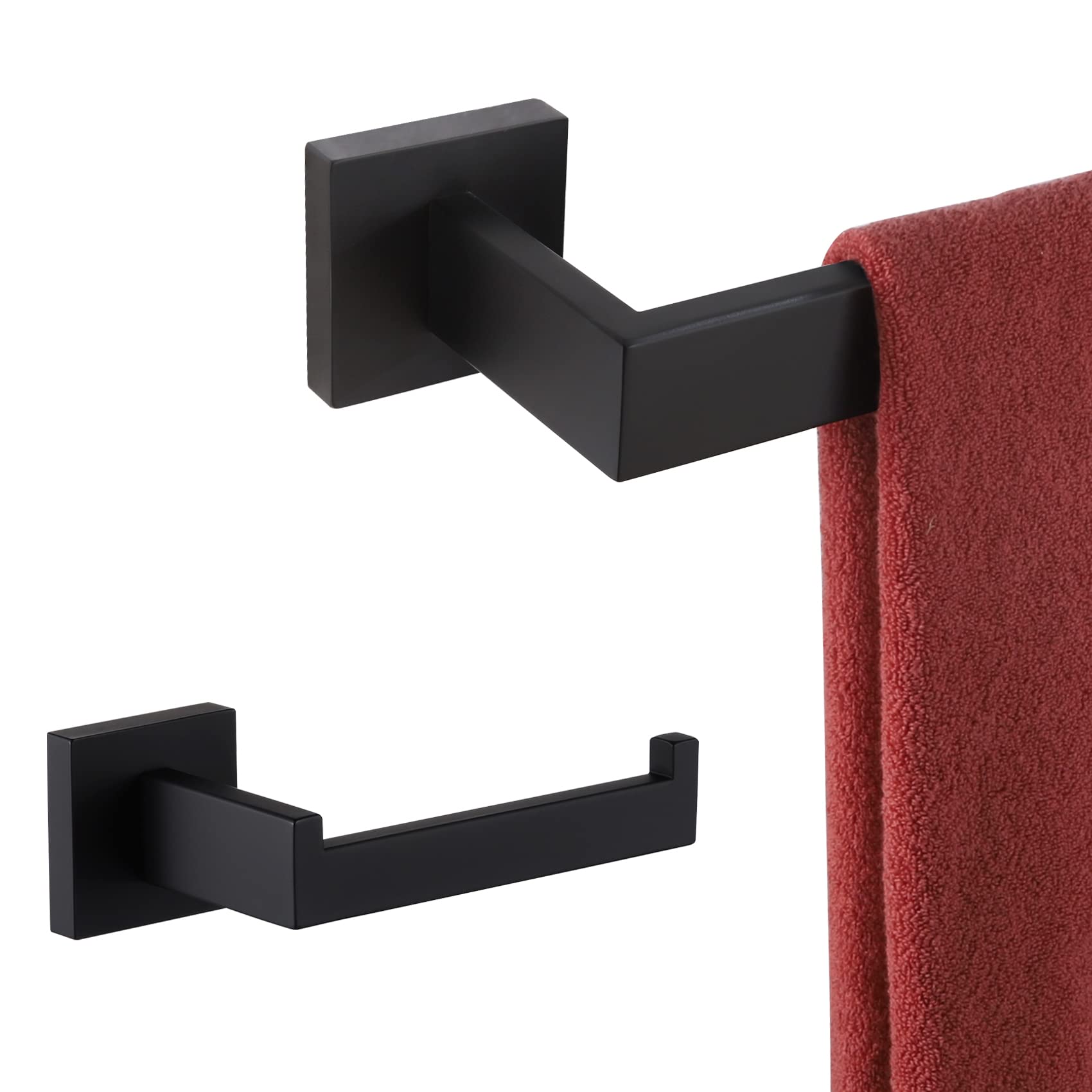 KOKOSIRI 32-Inch Stainless Steel Towel Bar & Toilet Paper Holder Set - Matte Black Wall Mounted Bathroom Organizer for Towels & Rolls - SUS 304 Rustproof - Modern Home & Hotel Bathroom Decor (B05A2-BK-L32)