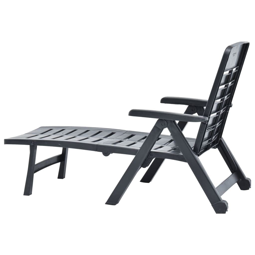 vidaXL Anthracite Plastic Folding Sun Lounger – Weatherproof, Lightweight Outdoor Chaise Lounge for Patio, Garden, Poolside & Beach | Foldable Space-Saving Design | Low Maintenance Durable Furniture for Relaxing in Sun
