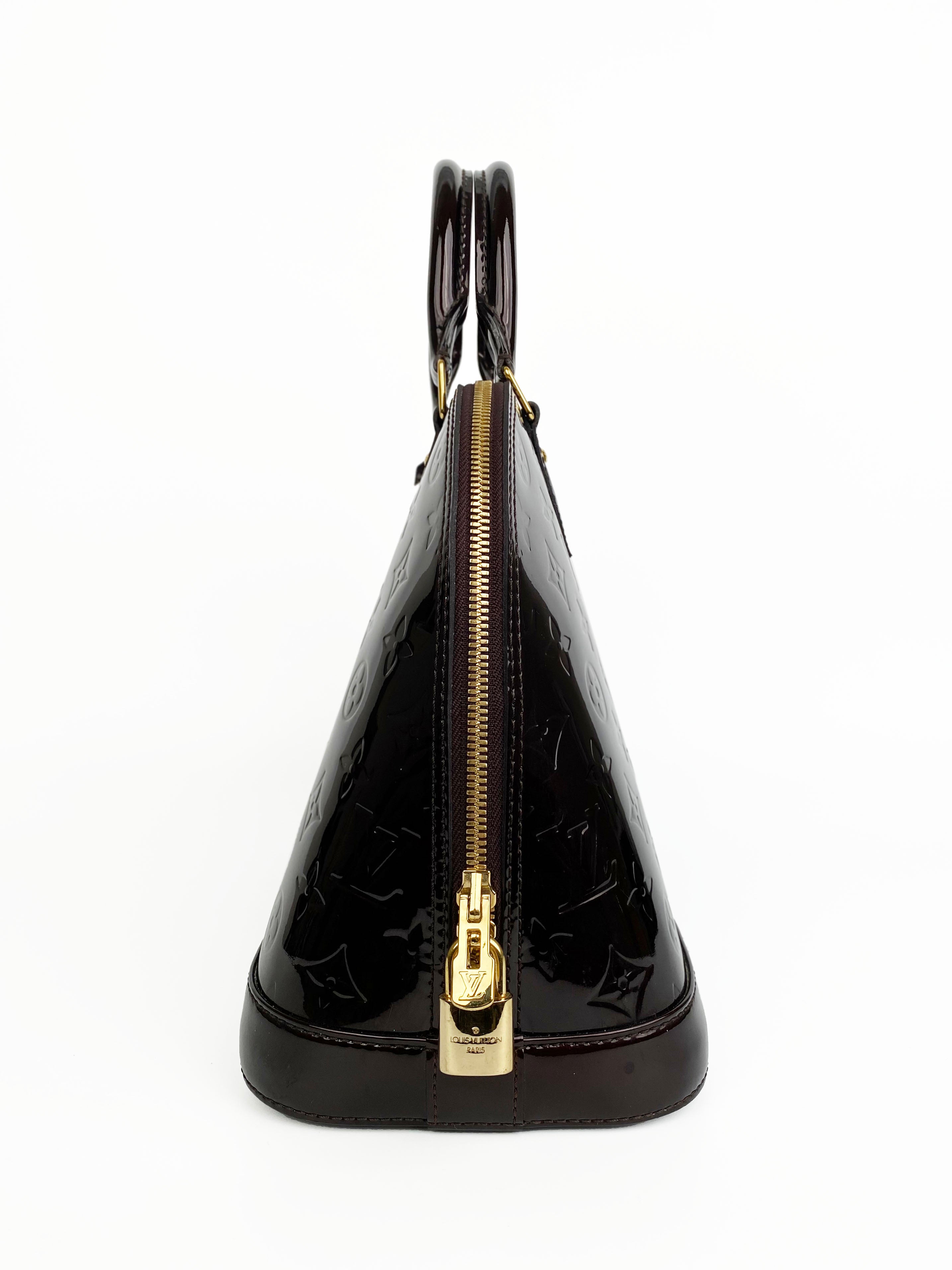 Authentic Louis Vuitton Amarante Alma PM Handbag - Monogram Vernis Leather Crossbody Purse for Women | Perfect for Work, Travel & Evening Events