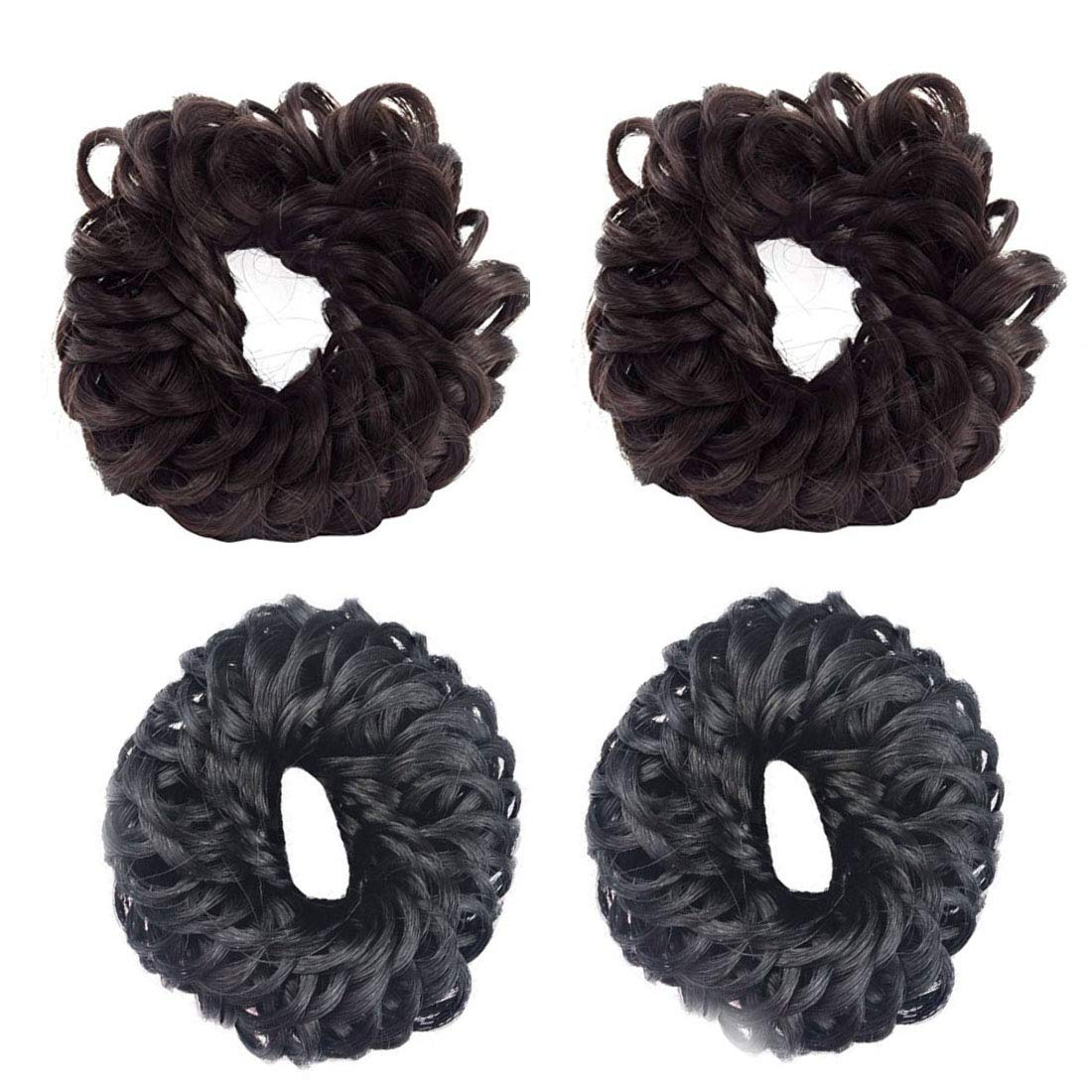 Natth Set of 4 Brown & Black Juda Hair Bands - Stretchable Bun Maker Hair Accessories for Women & Girls - Perfect for Yoga, Workouts, and Everyday Styling