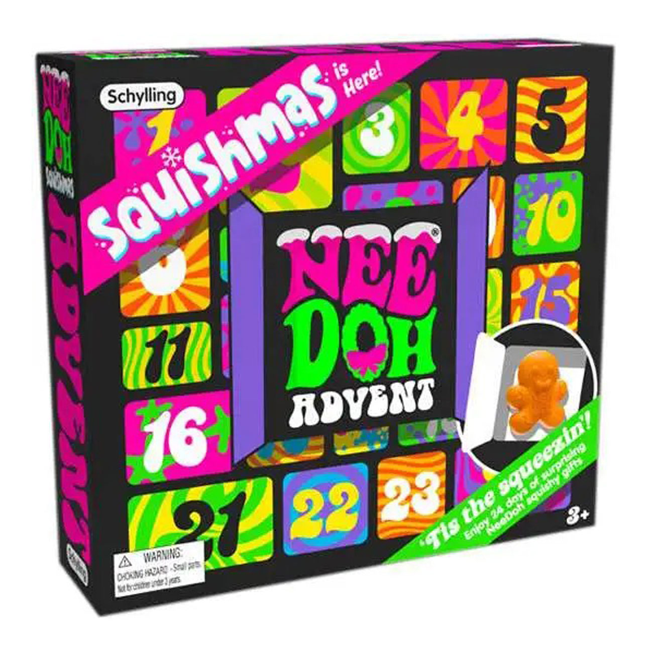 NeeDoh Advent Calendar - Set of 24 Squishy Stress Balls for Kids & Adults | Christmas Countdown Gift for Holiday Fun & Sensory Play | Perfect Stocking Stuffer & Classroom Party Favor