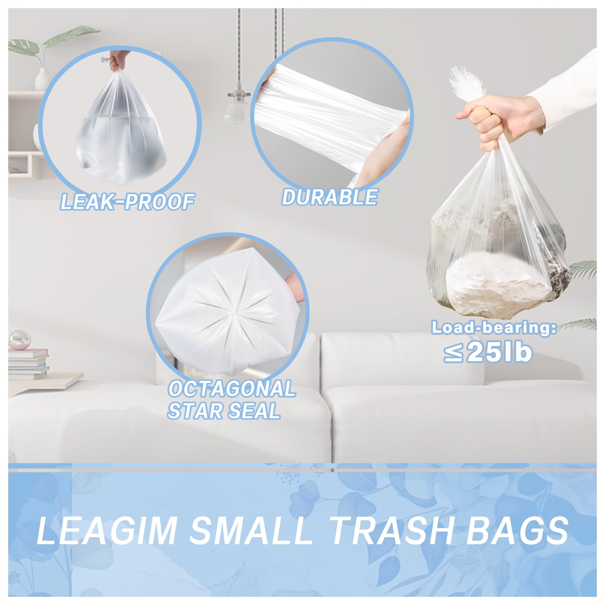 4 Gallon Small Trash Bags - 108 Count Leak-Proof Garbage Bags for Office, Bedroom & Bathroom | Unscented White 15L Trash Can Liners | Perfect for Small Waste Bins, Desk Side & Bathroom Use