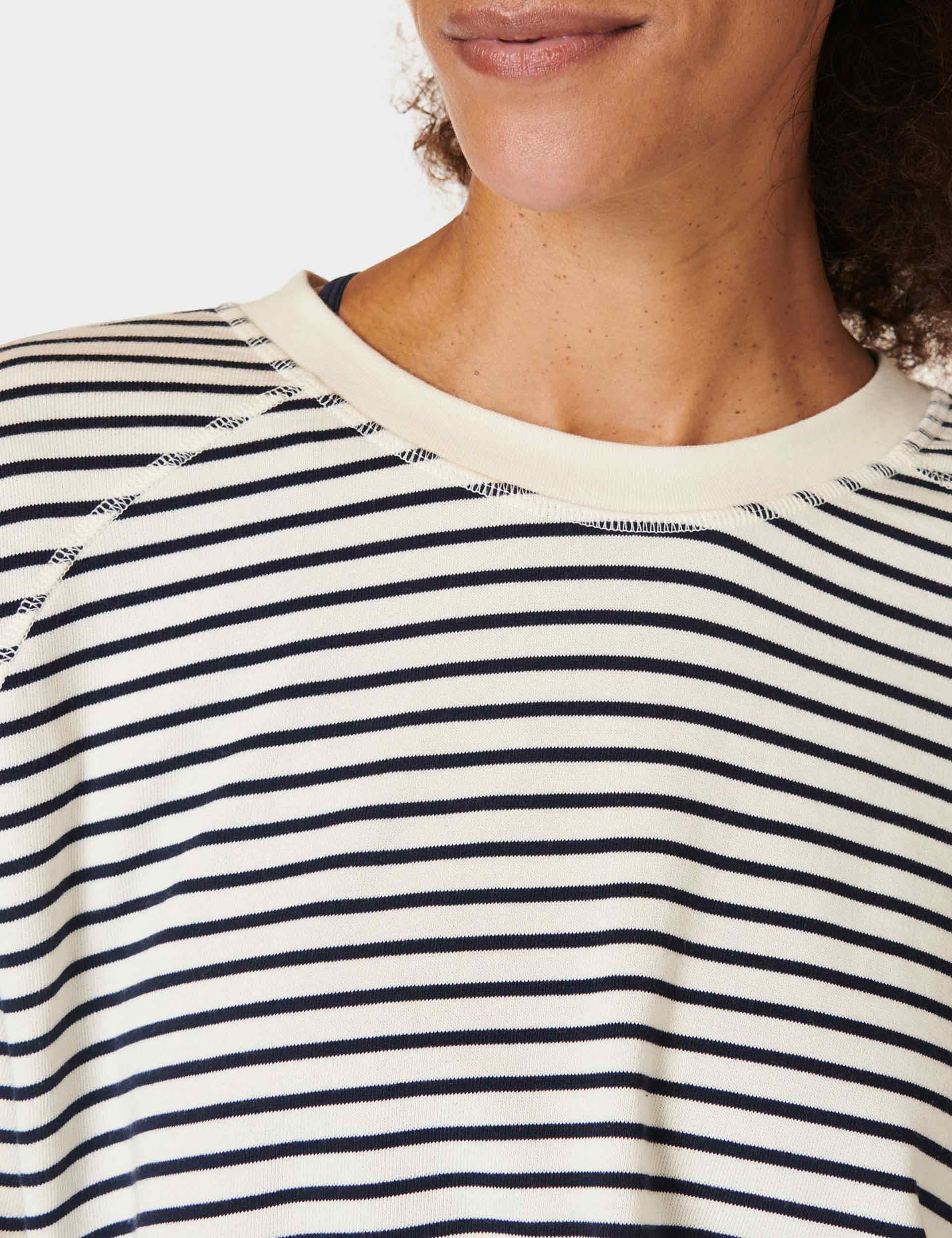 After Class Crop Sweatshirt - Lily White Stripe | Women's Casual Pullover Hoodie for School, Gym & Streetwear Fashion
