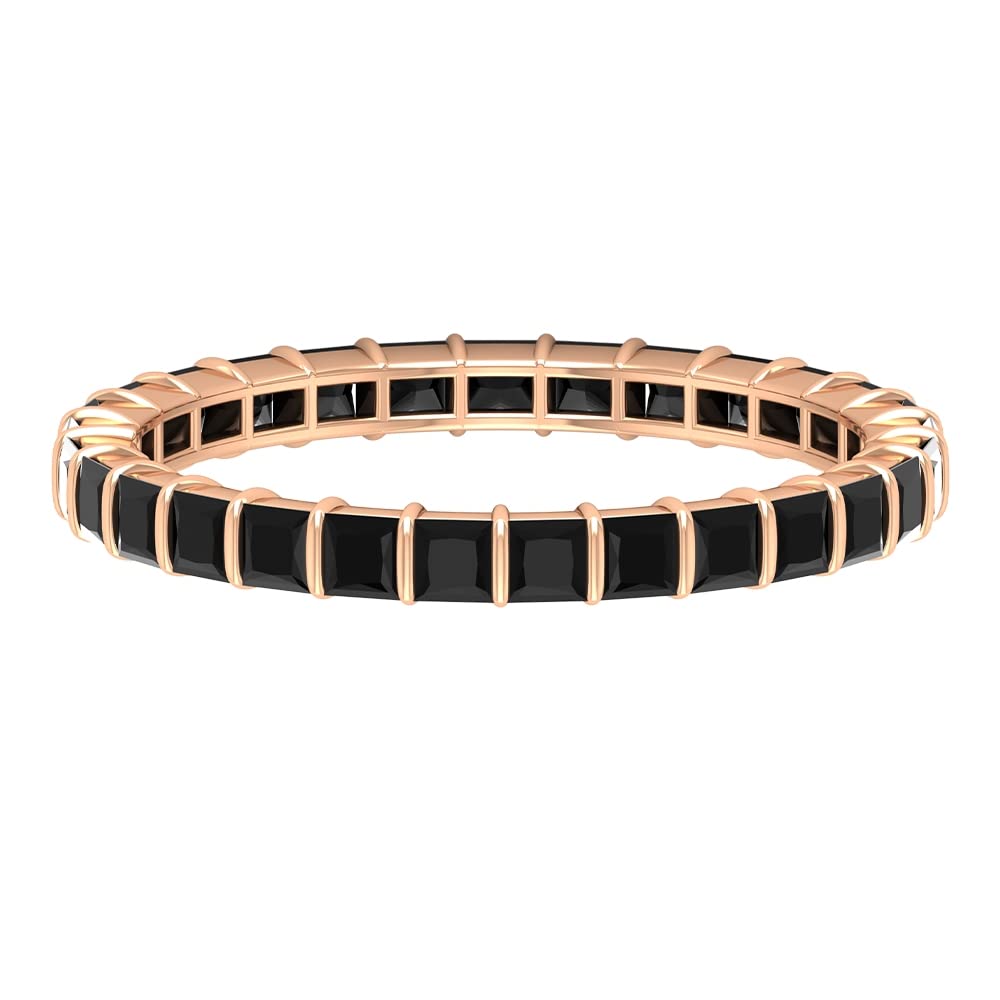 1.25 CT Black Onyx Eternity Ring in 14K Solid Gold - Stackable Bar Set Wedding Band for Women, Minimalist Dainty Jewelry Gift for Anniversary, Valentine's Day & Special Occasions