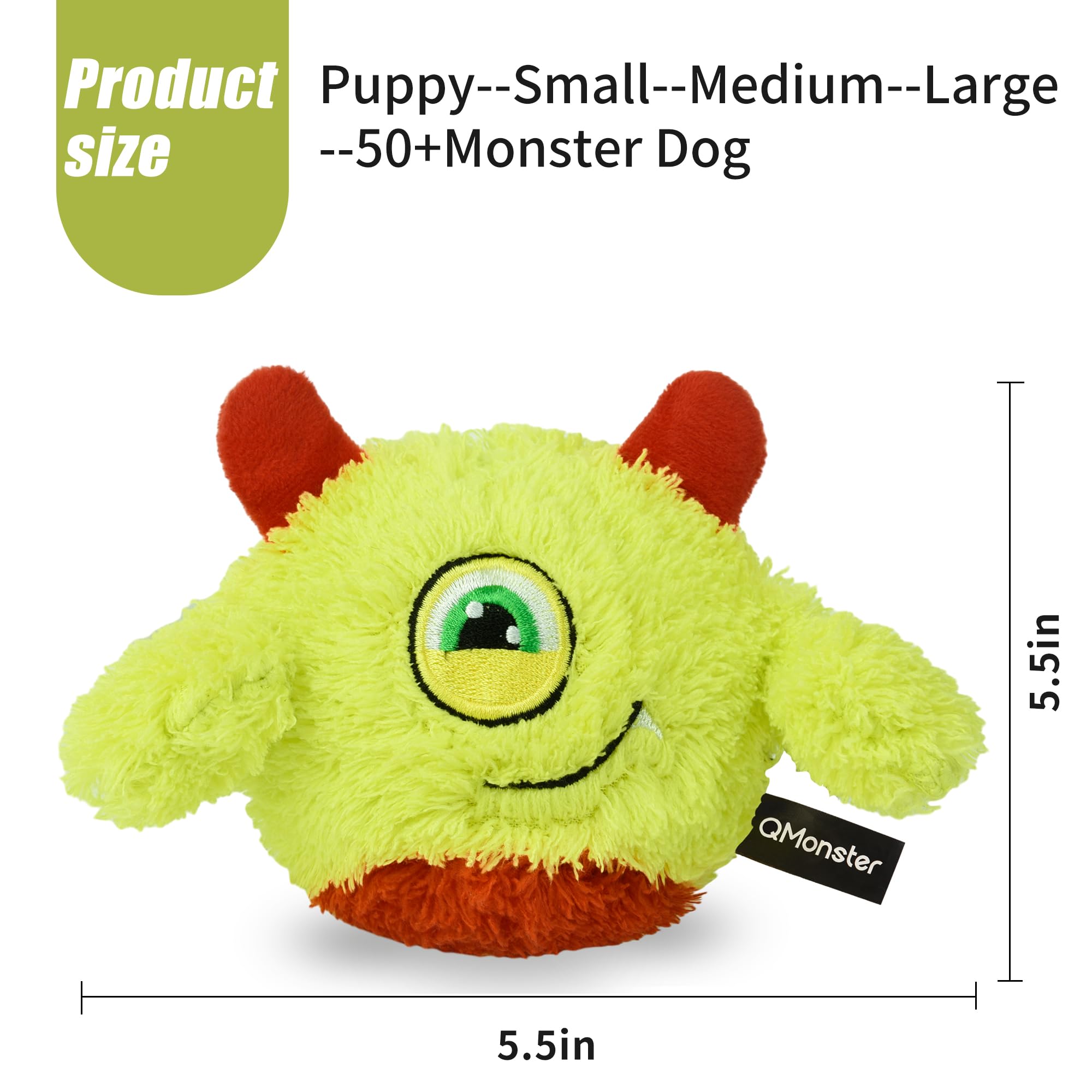 QMonster Squeaky Dog Toys - Spiky Ball & Plush Interactive Chew Toys with Squeaker for Puppies, Small & Medium Dogs - Perfect for Fetch, Training & Playtime Fun