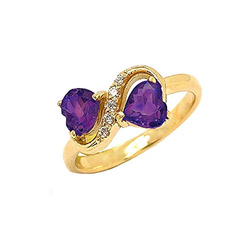 10K Gold Heart-Shaped Amethyst & Diamond Infinity Ring - February Birthstone Jewelry for Women | Promise Ring, Engagement Ring, Anniversary Gift | Made in USA | Perfect for Valentine's Day, Proposals & Special Occasions
