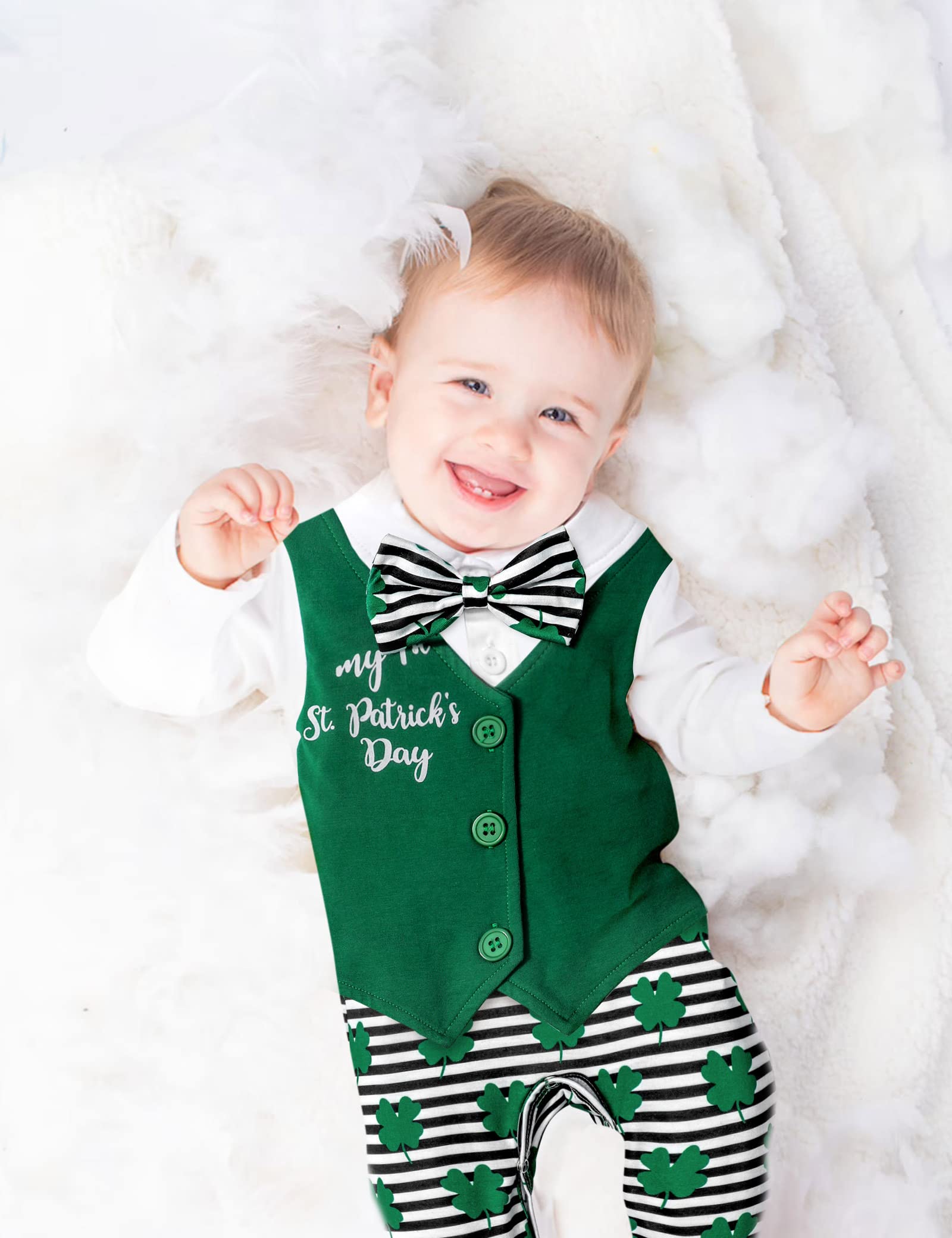 St. Patrick's Day Baby Boy Outfit - Cute Green Gentleman Onesies for Infant Boys | Perfect for Holiday Photos, Parties & Family Celebrations