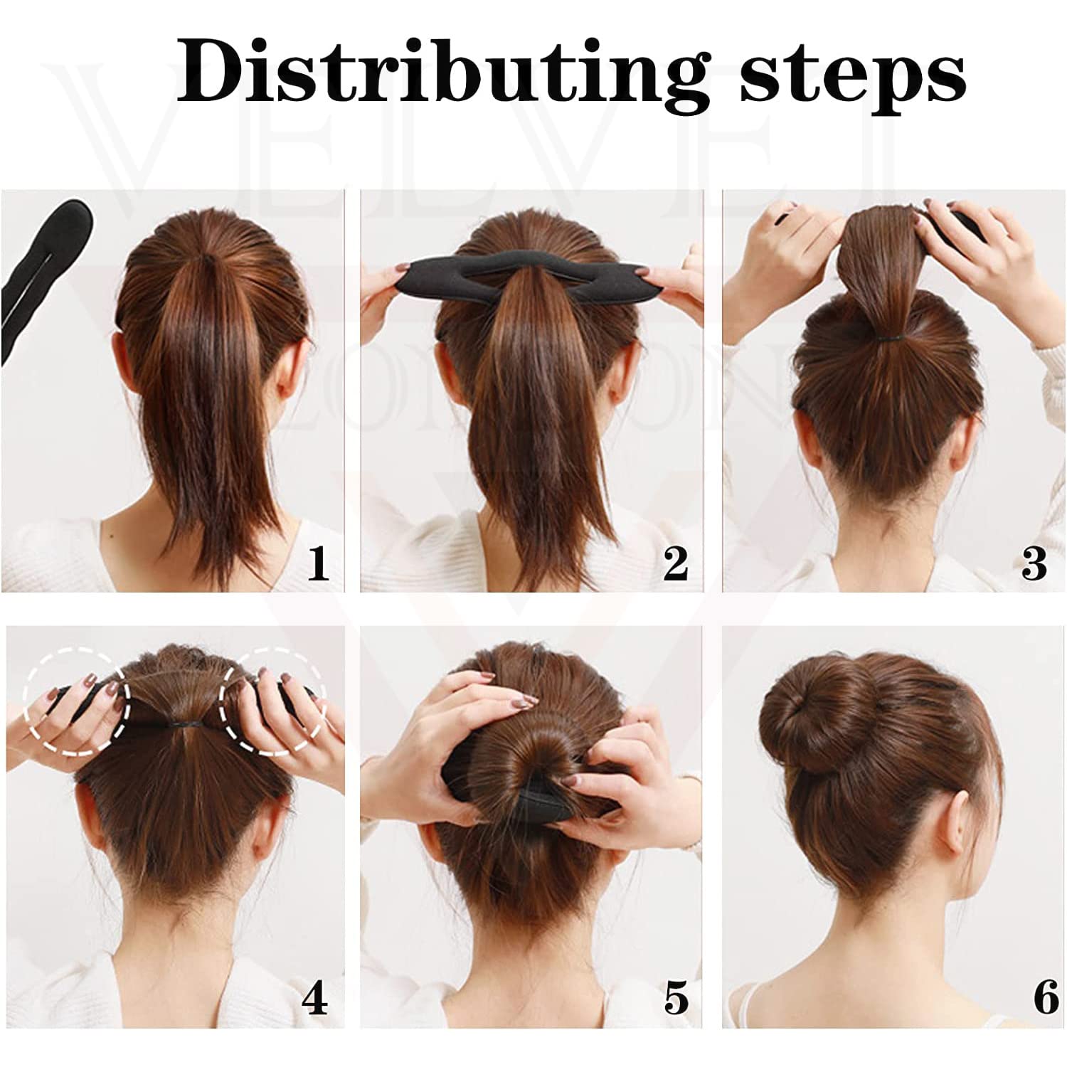 2Pcs Magic Hair Bun Maker & Donut Twister - Hair Styling Wraps, Roll Clips for Ponytail & French Twist - Women's Hair Accessories (Black) - Perfect for Work, Party & Everyday Hairstyles