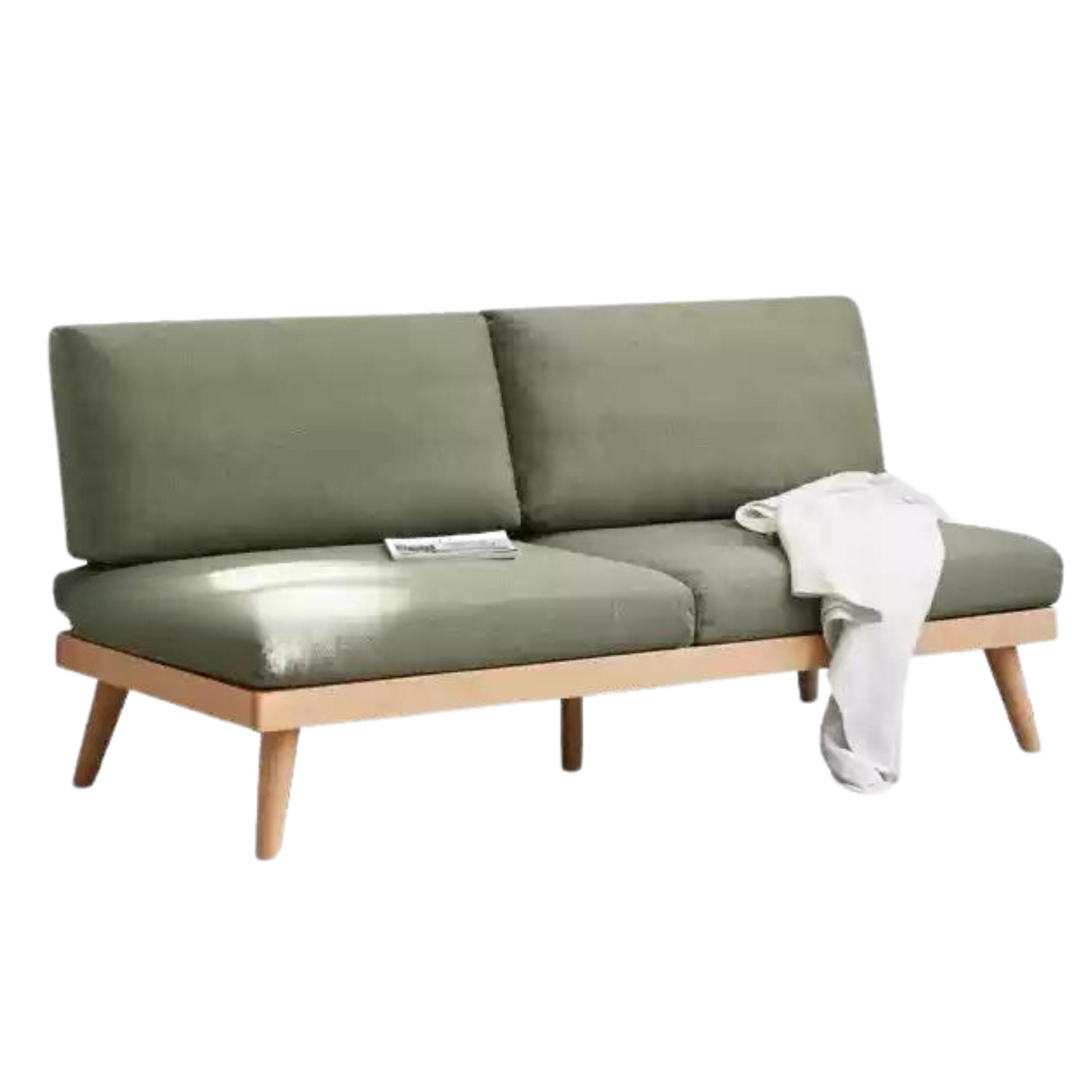 66.9x29.9x30.7 inch / 170x76x78cm / Natural wood color / Slanted Leg Sofa [Grass Green]