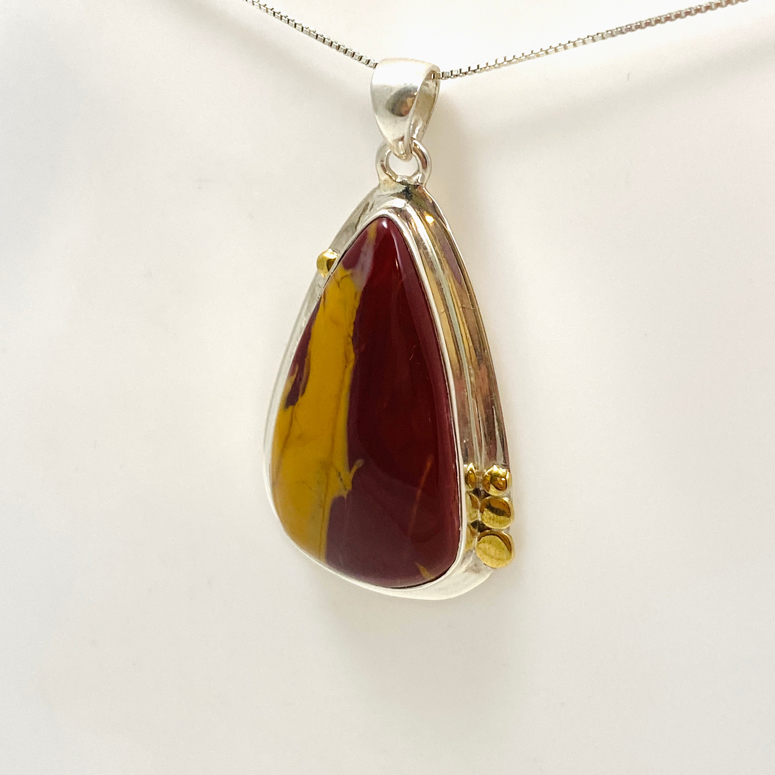 Natural Mookaite Teardrop Cabochon Pendant with Brass Accents - Handmade Jewelry KPGJ4840 | Perfect for Boho Style, Gift Giving & Spiritual Healing