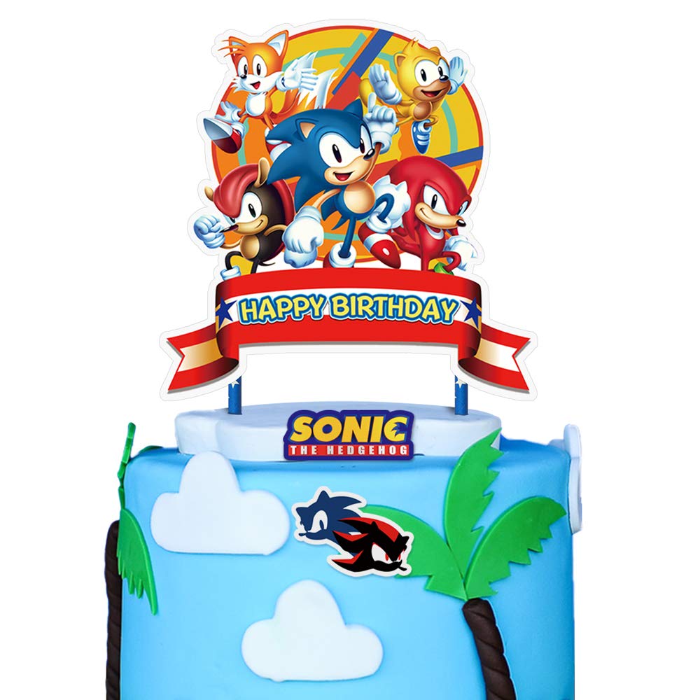 Sonic the Hedgehog Cake Toppers - 3 Pack Birthday Party Decorations for Cakes & Cupcakes | Perfect for Sonic Themed Birthday Parties, Baby Showers, and Special Events