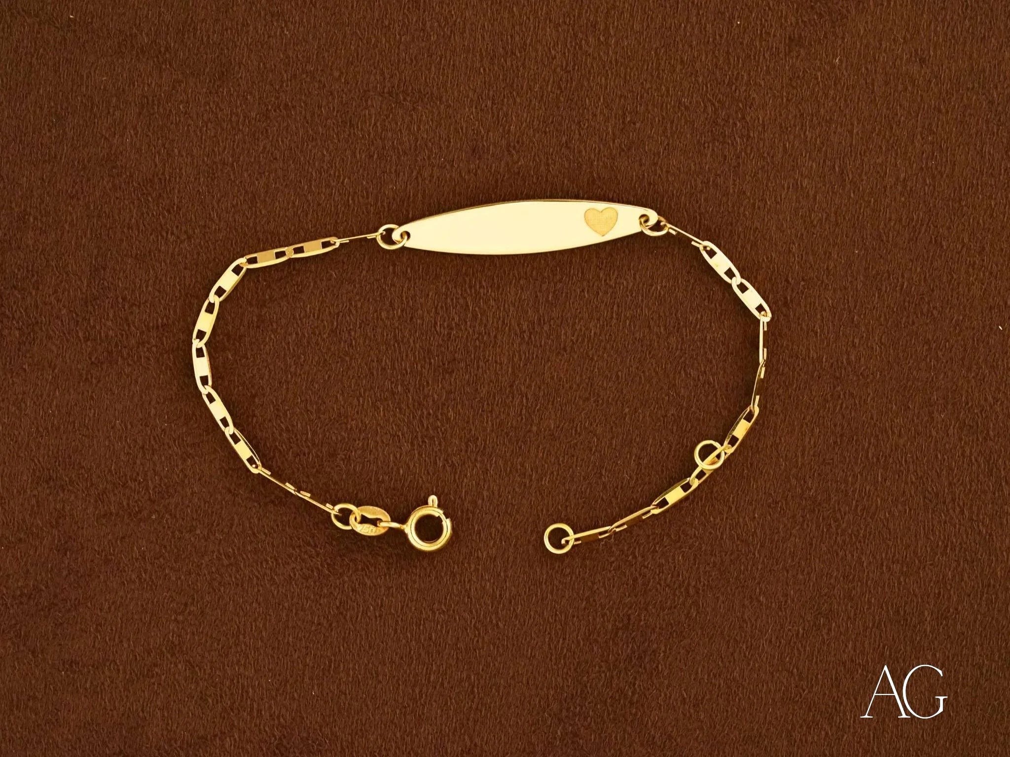 Elegant Solid 18K Gold ID Bracelet for Kids with Free Engraving - Perfect for Birthdays, Christenings & Special Occasions