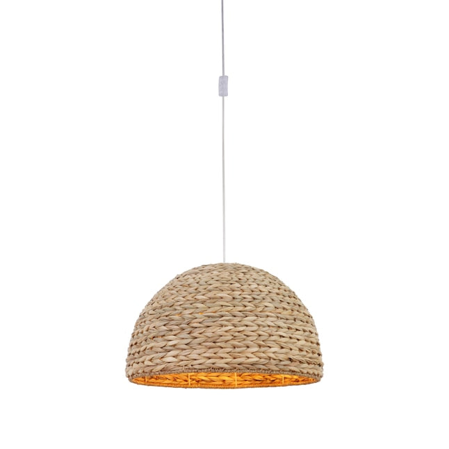 Natural Woven Wicker Plug-In Swag Pendant Light with 22W Bulb - Perfect for Farmhouse, Boho, and Rustic Home Decor