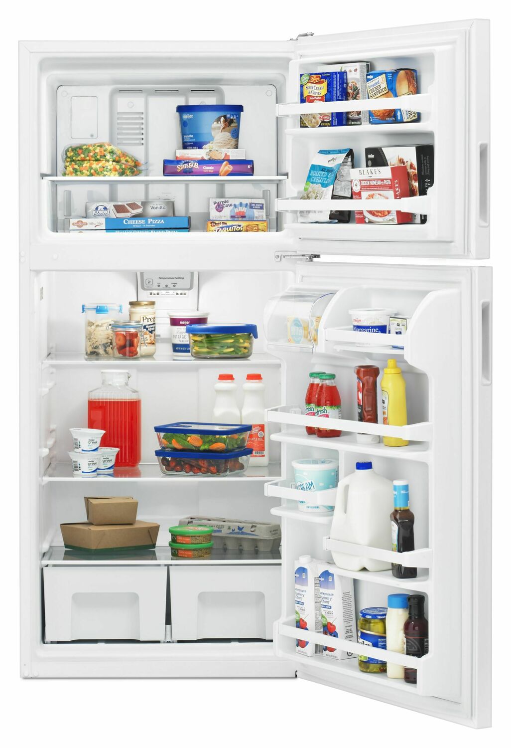 Amana ART318FFDW 30 Inch Top Freezer Refrigerator with Adjustable Glass Shelves - Energy Efficient White Kitchen Appliance for Home, Apartment & Office Use