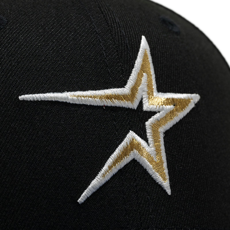 New Era x Politics Houston Astros 59FIFTY Fitted Hat - Black/Light Royal - Official MLB Baseball Cap for Men & Women - Perfect for Games, Streetwear & Sports Fans