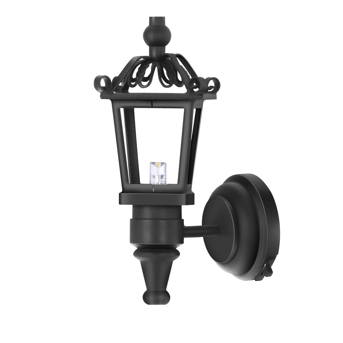 Vintage DIY Dollhouse 1:12 Scale Miniature LED Wall Light Lamp - Black | Perfect for Dollhouse Lighting, Miniature Room Decor, and Model House Accessories