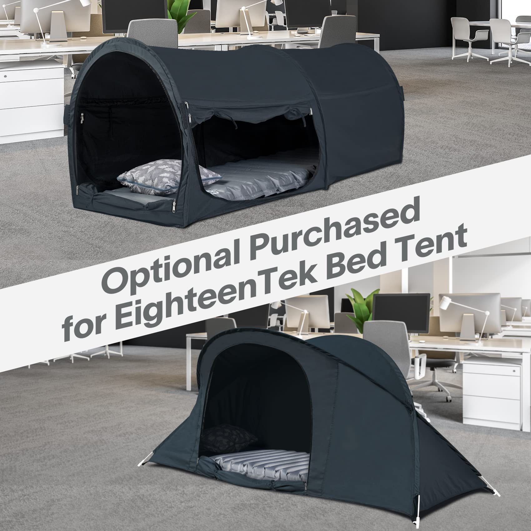EighteenTek 4 Inch Thick Self-Inflating Camping Sleeping Pad with Built-in Foot Pump - Ultralight & Portable for Backpacking, Hiking, Travel - Perfect for Tents, RVs, and Outdoor Adventures