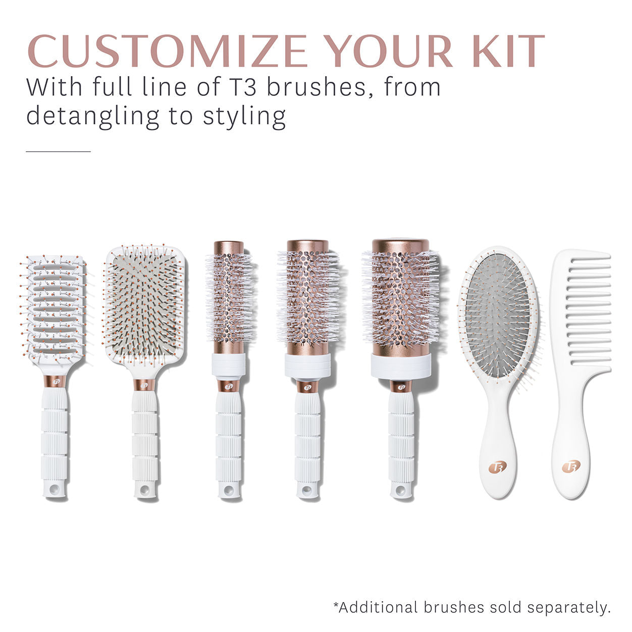 T3 Dry Vent Brush - Hair Styling Tool for Detangling & Volume - Perfect for Home & Salon Use