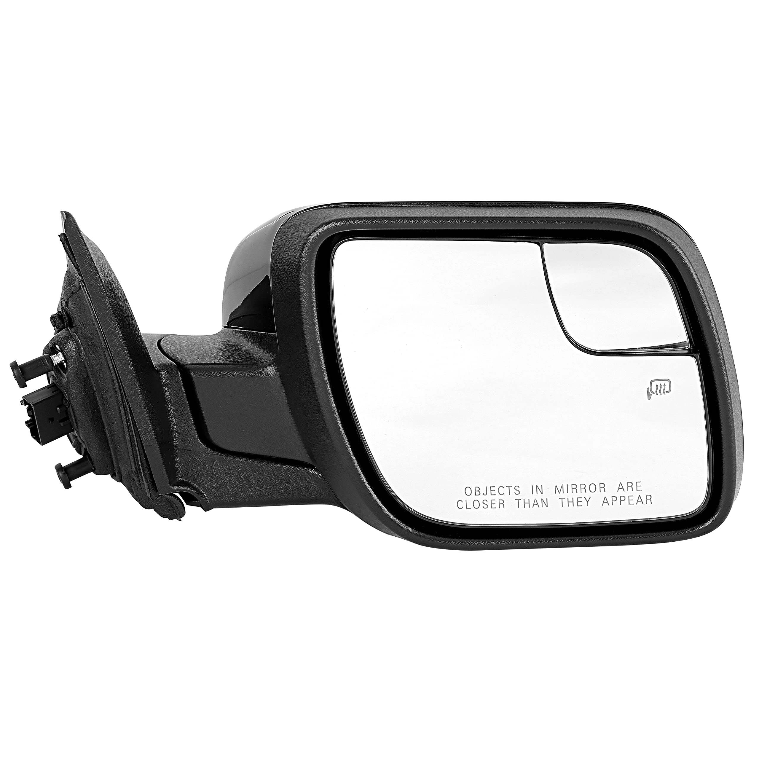 Glossy Black Power Heated Side Mirror with 7-Pin Turn Signal & Puddle Lamp - Compatible with 2016-2019 Ford Explorer (Passenger Side) Replacement for FO1321554 - Perfect for Winter Driving and Nighttime Visibility