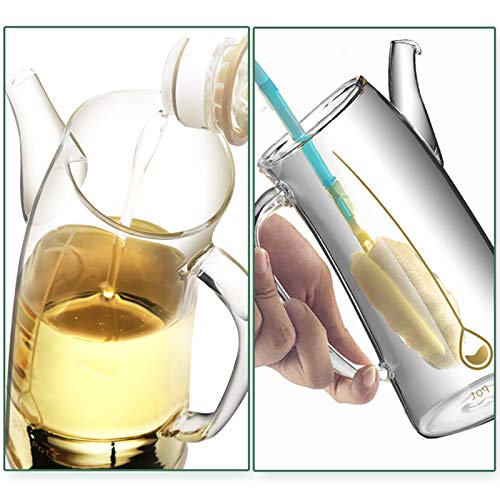 25 oz Olive Oil Dispenser Bottle with Handle - Clear Glass Non-Drip Kitchen Container for Oil & Vinegar - Leakproof Design Perfect for Cooking, Salad Dressing & Baking