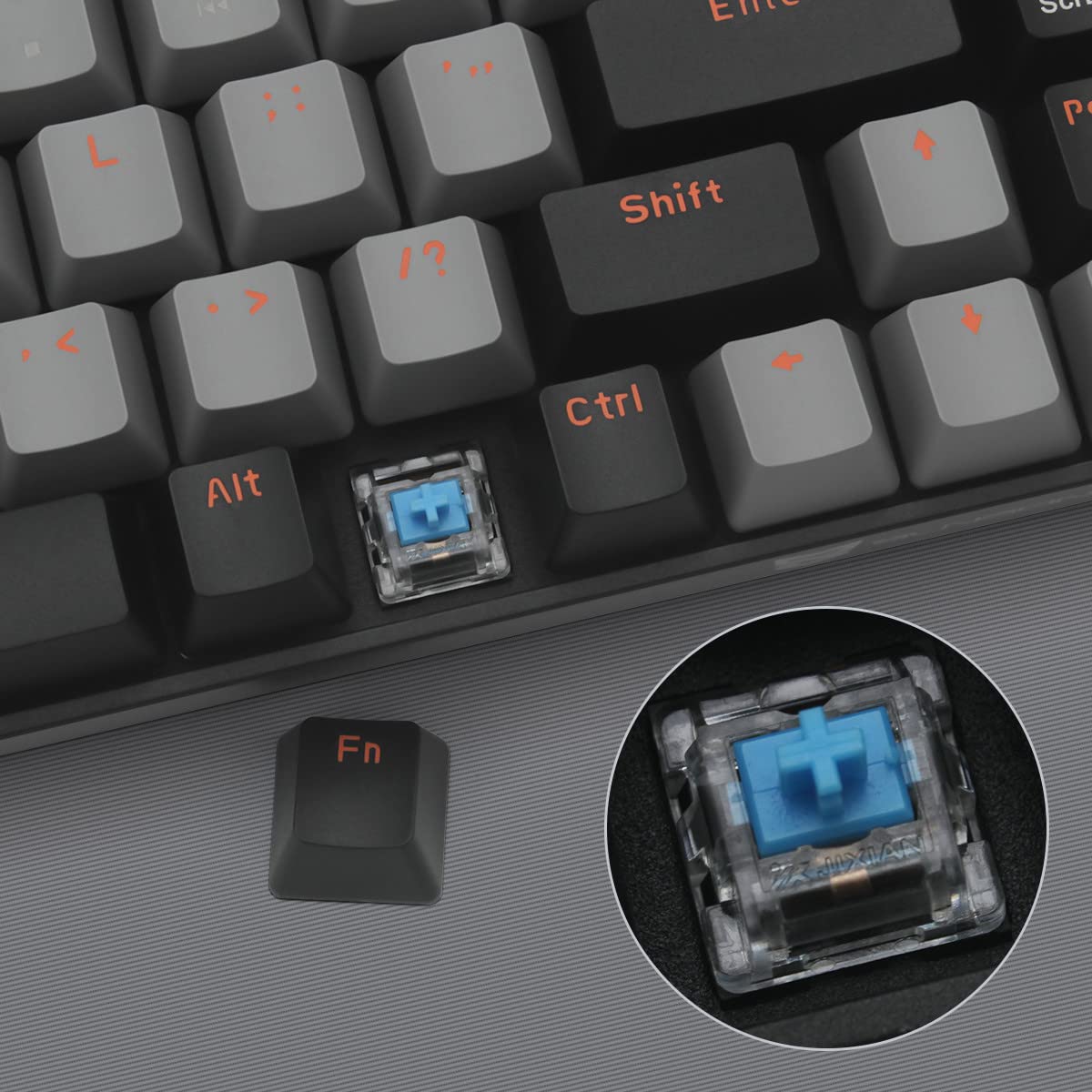 Qisan 60% Wireless Mechanical Keyboard - Blue Switch, Dual Mode 2.4G/BT for PC Gaming