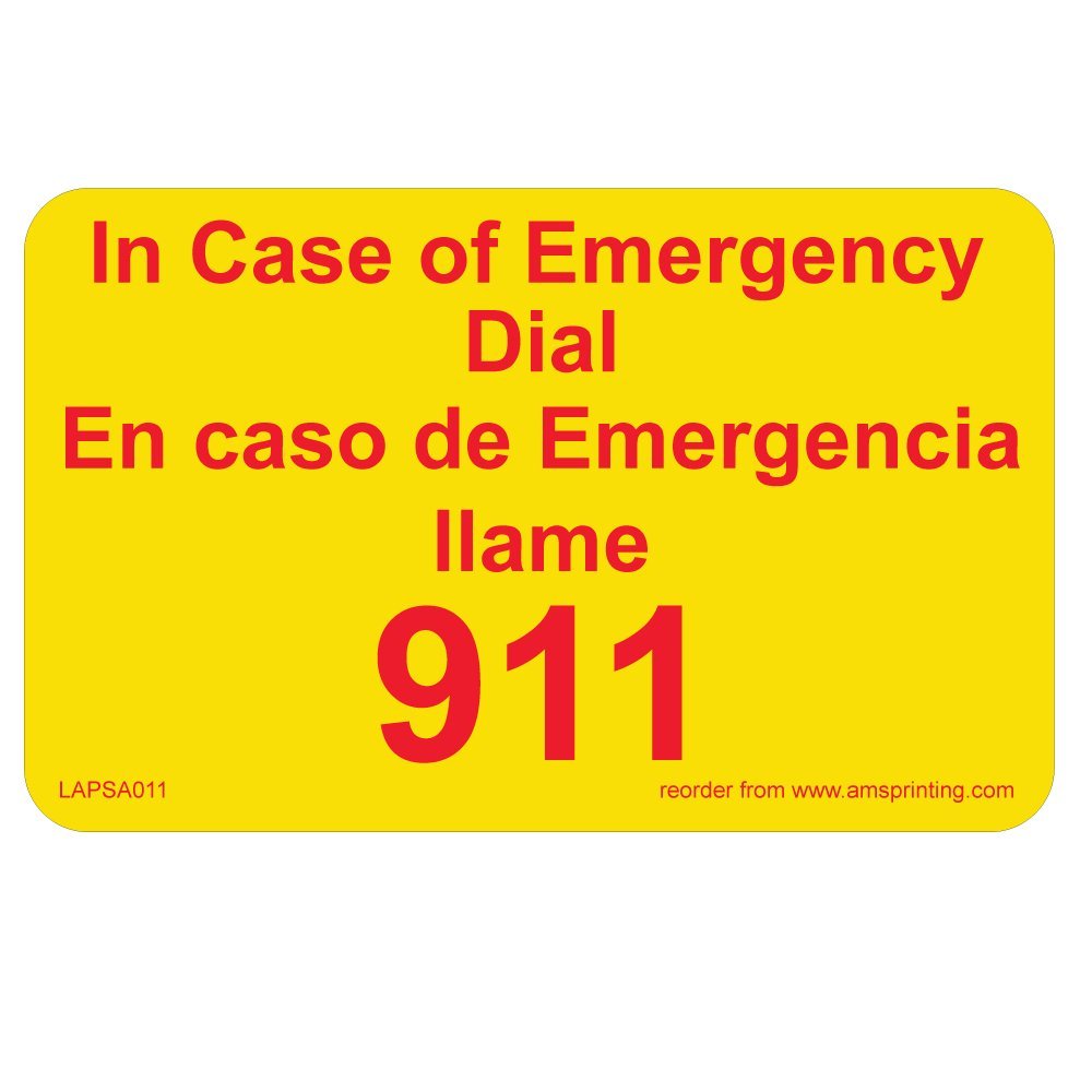 Emergency 911 Phone Stickers - Bilingual English/Spanish - 2
