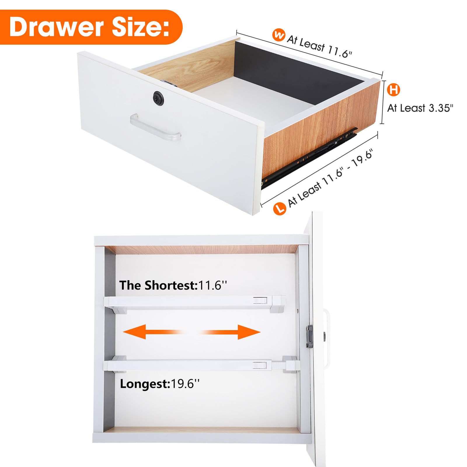 8 Pack Adjustable Drawer Dividers for Clothes - 11.6'' to 19.6'' Expandable Dresser Organizers (3.35'' High) - Perfect for Closet, Kitchen, Office & Bathroom Storage Organization