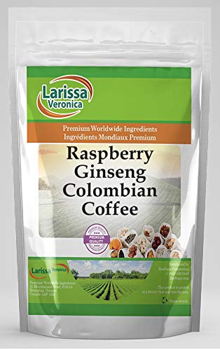 **Premium Colombian Coffee with Raspberry & Ginseng - Naturally Flavored Whole Coffee Beans (4 oz) - Perfect for Morning Boost & Relaxing Evenings**