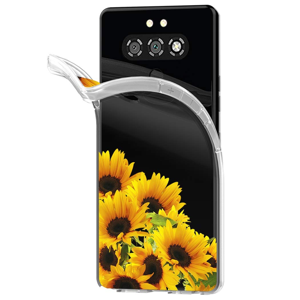 Cute Clear Slim Shockproof TPU Phone Case for LG Aristo 5 Plus/K31/Risio 4/Phoenix 5/Fortune 3 - Sunflower Pattern Protective Cover for Women & Girls | Perfect for Everyday Use, School & Work Protection