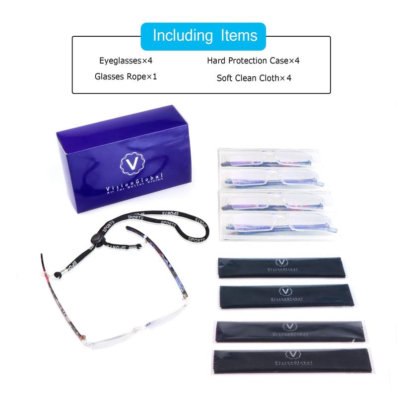 LifeArt 2/4 Pairs Blue Light Blocking Reading Glasses - Anti Eyestrain Computer Glasses for Men & Women with Rectangle Frame | Perfect for Office Work, Gaming & Screen Time