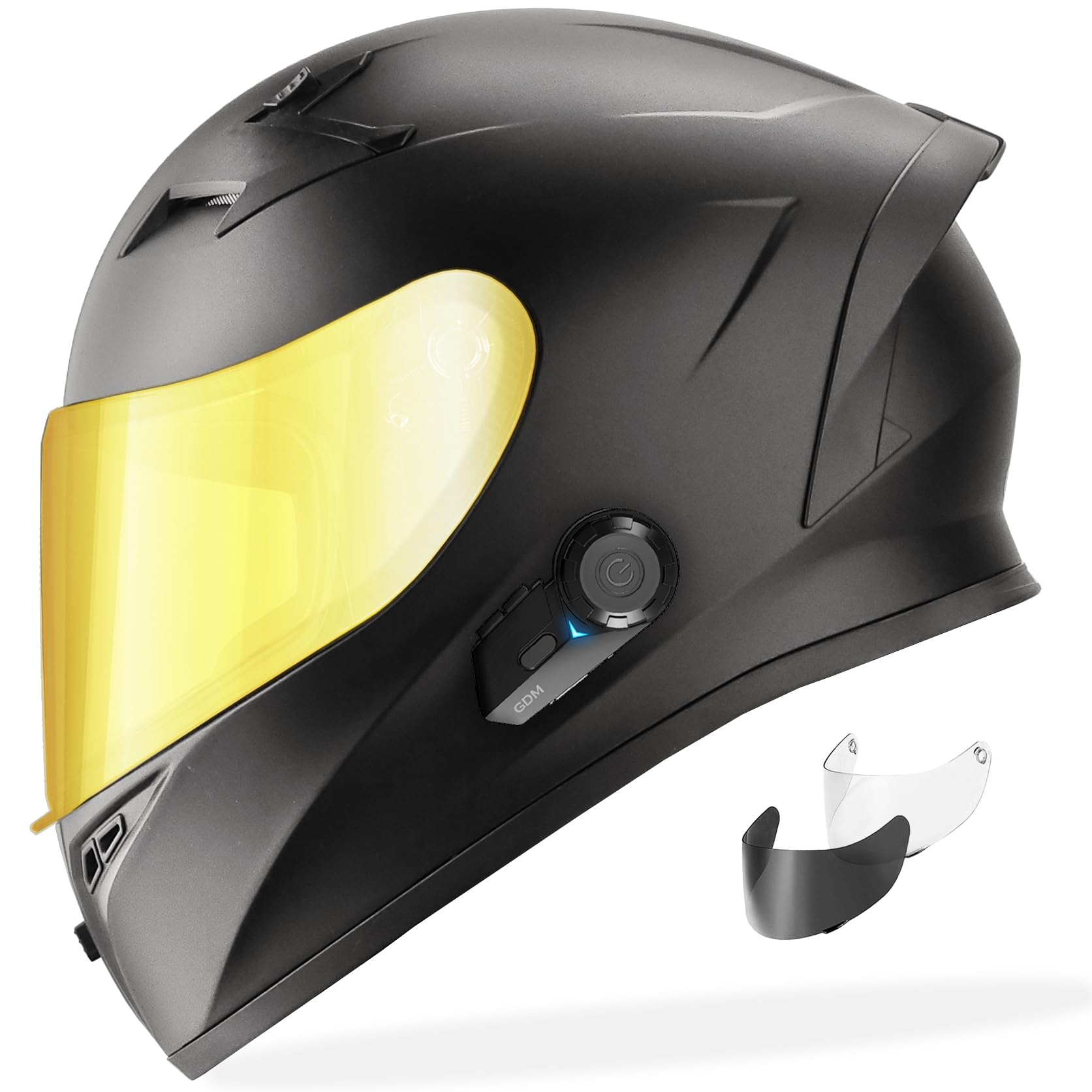GDM Venom Motorcycle Helmet with Bluetooth Intercom - DOT Certified Full Face Helmet for Men & Women - HYPERSONIC Wireless Communication for Riders - Perfect for Street Biking, Cruiser & Touring Motorcycles