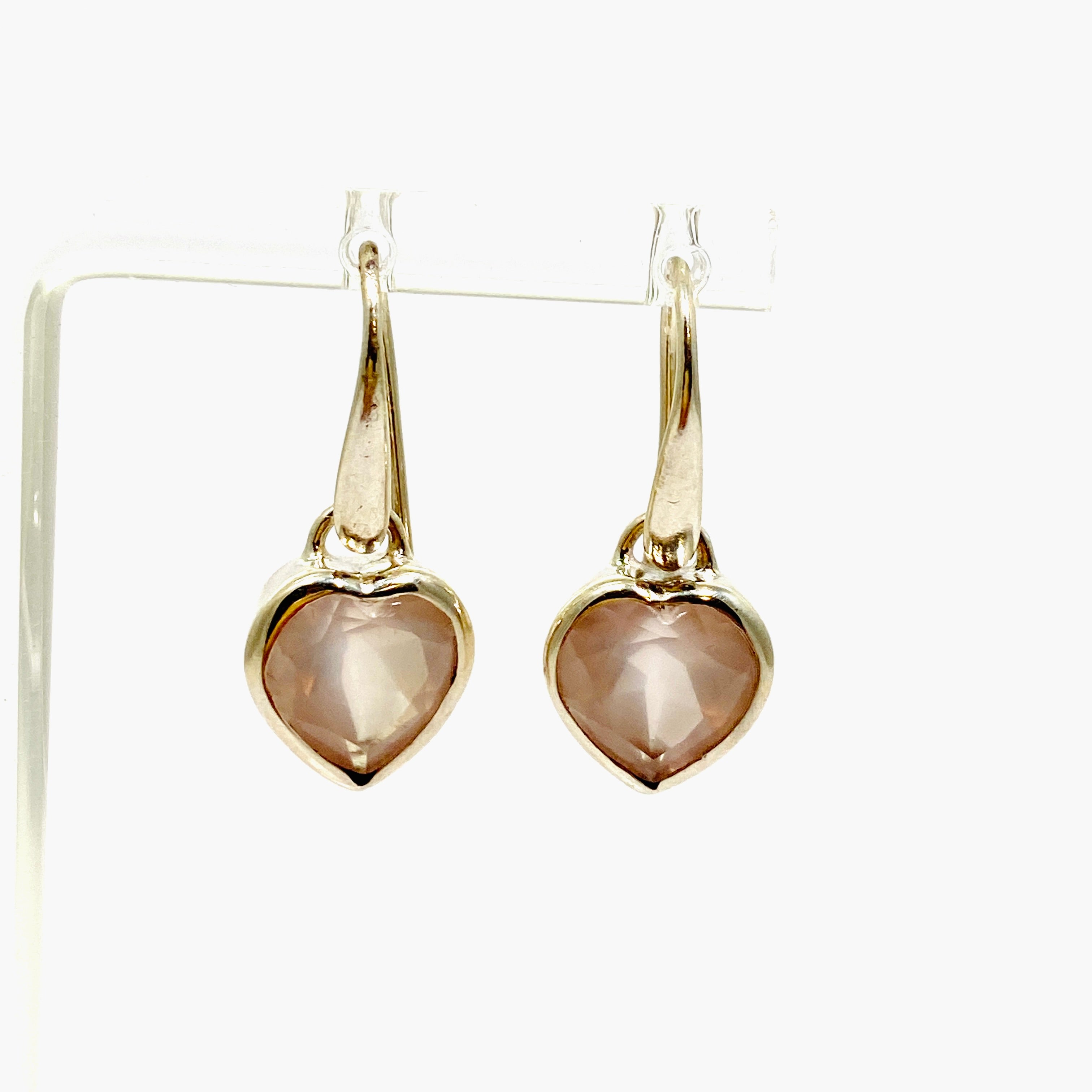 Rose Quartz Heart Faceted Earrings for Women - Dainty Crystal Stud Earrings - Healing Stone Jewelry for Valentine's Day Gift, Meditation & Energy Balancing