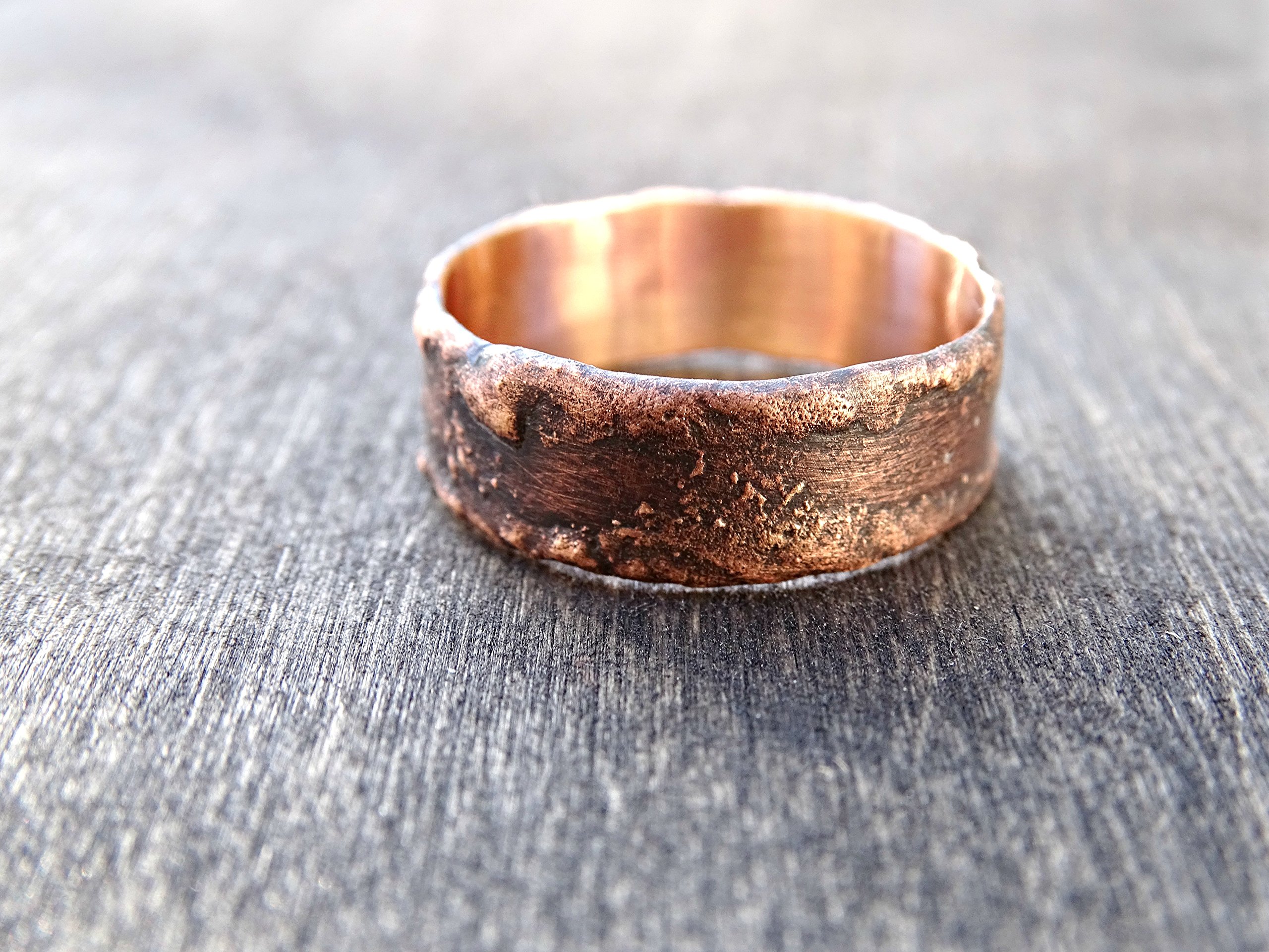 Handcrafted Bronze Ring for Men - Rustic Wood Grain Design, Unique Steampunk Style, Modern Anniversary Gift - Perfect for Weddings, Parties & Everyday Wear