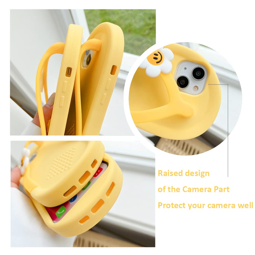 Cute Kawaii 3D Silicone iPhone 12 Pro Max Case with Camera Lens Protector - Thick Protective Shockproof Retro Cartoon Phone Cover (Flip-Flops Design) - Perfect for Everyday Use, Travel & Gift Giving