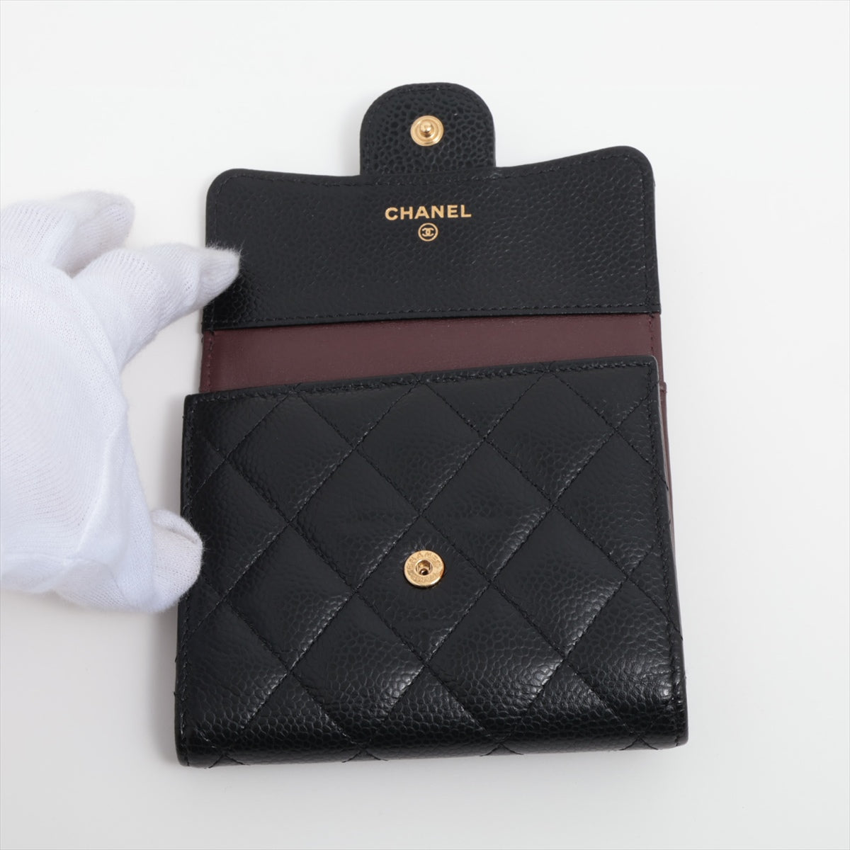 Chanel Caviar Black Compact Wallet with Microchip - Luxury Designer Wallet for Women - Perfect for Everyday Use, Travel & Special Occasions